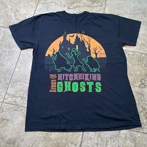 Disney Black Tee with Orange and Green Haunted Design